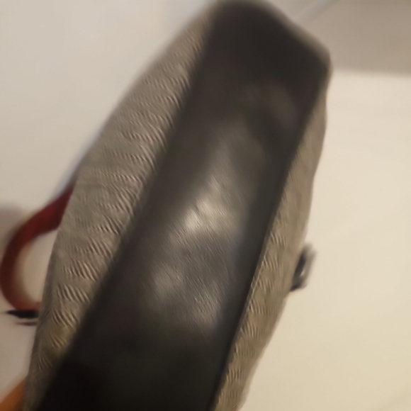 COACH G04J-1407 Vintage Black & Gray Herringbone Tweed Leather  Hobo Handbag 2YK - Picture 6 of 16